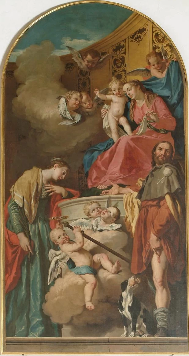 Giacomo Ceruti, il Pitocchetto - 129, Madonna in trono con Santa Lucia e San Rocco